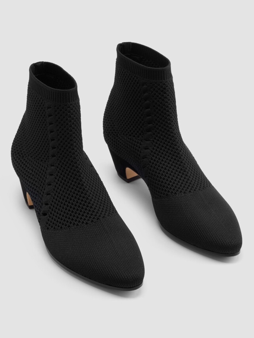 Eileen Fisher Purl Recycled Stretch Knit Bootie Pointed Toe Low Block Heel Sz.8